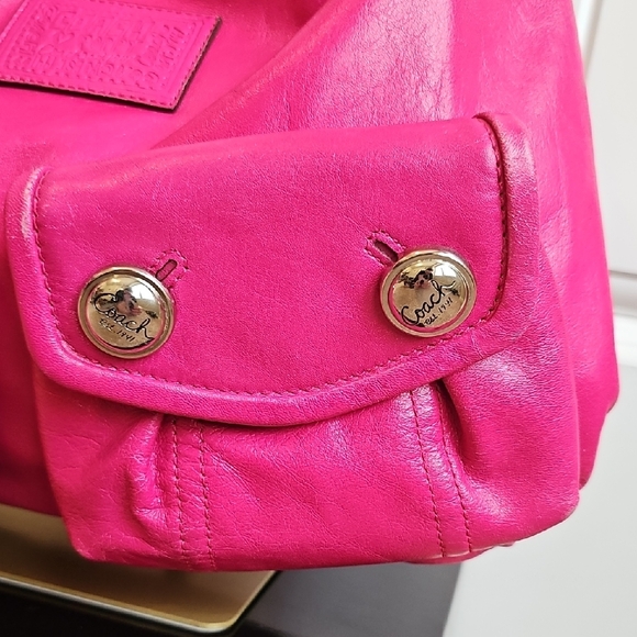 Coach 2010 Poppy Magenta Pink Leather Groovy Hobo (Legacy Stripe Lining) - Picture 10 of 17
